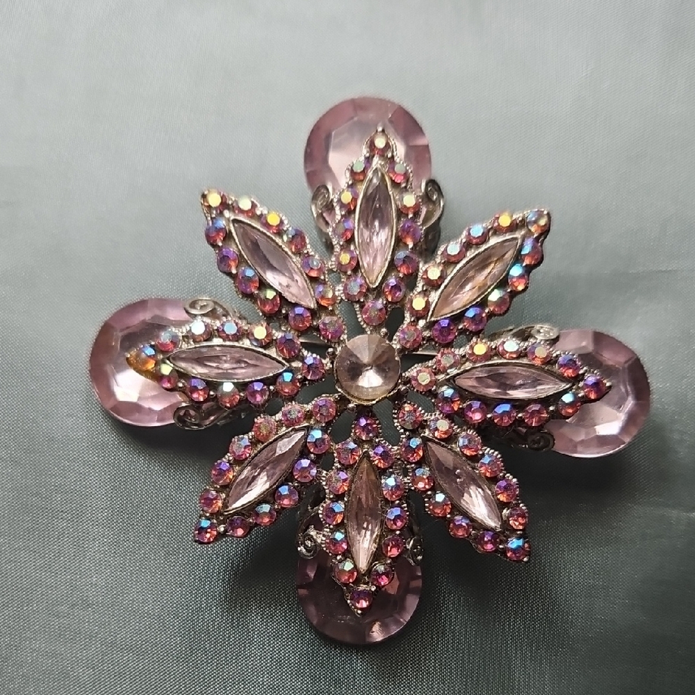 Elegant Pink Crystal Brooch